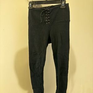 Black lace up leggings